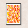 オレンジ、レッド、イエローを重ねた抽象アート「Quiet Rhythm (Orange, Red & Yellow)」